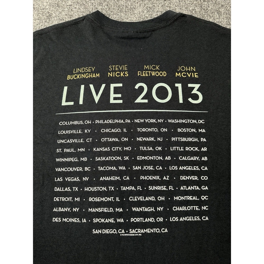 Mens Music Fleetwood Mac Black Live 2013 Tour Tee Shirt, Size US L - Picture 4 of 6